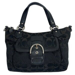 COACH Soho Black Jacquard Signature Logo Leather Trim Hand Bag NO STRAP or TAG